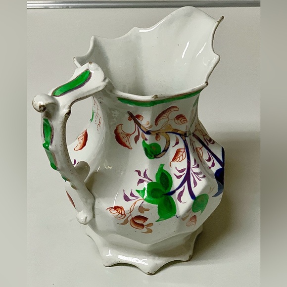 19th Century Gaudy Welsh Unrecorded Pattern Octagonal Footed Jug Handled Pitcher - Picture 7 of 16